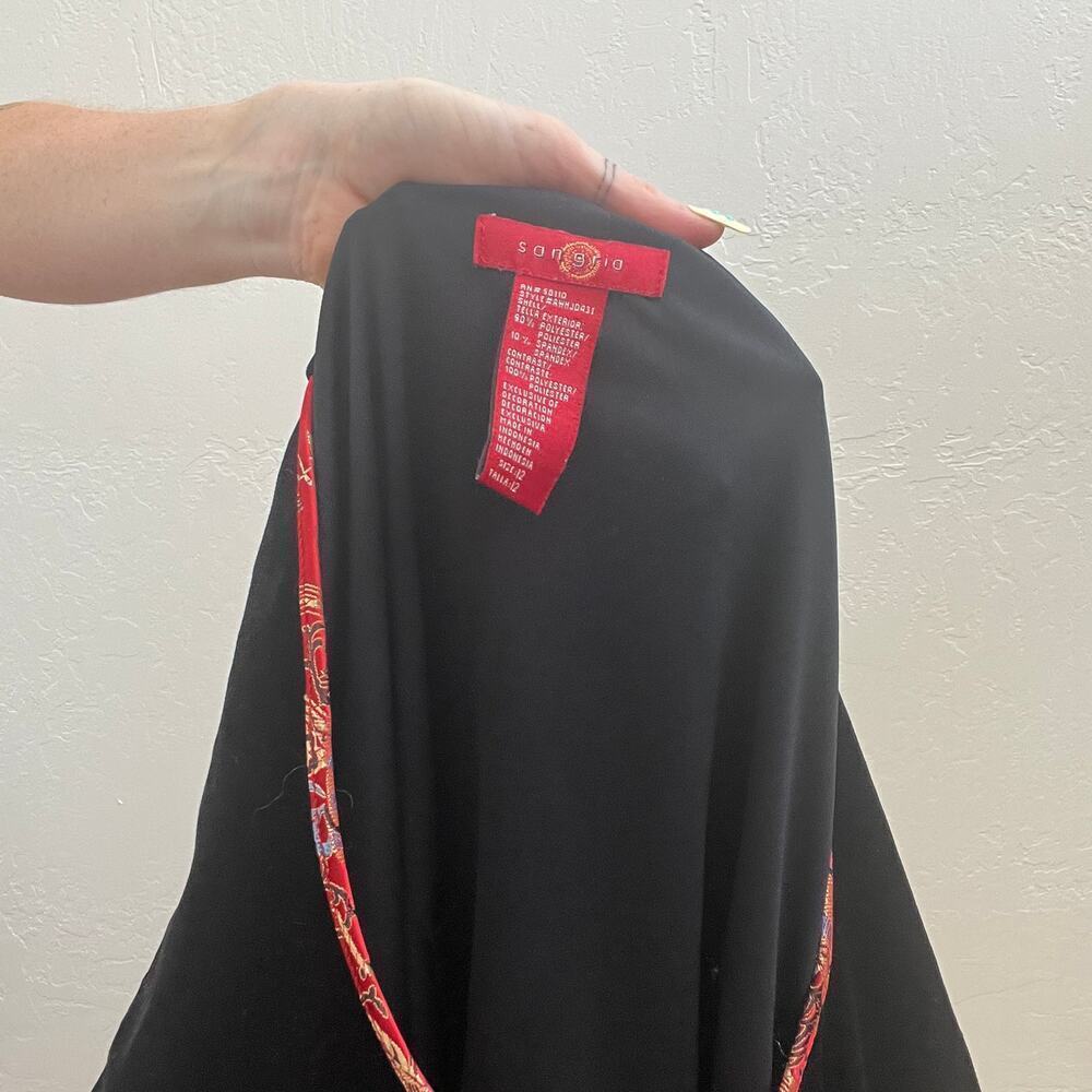 Vintage/Y2K Black Velvet Asian Inspired Midi Cocktail Dress - Picture 6 of 6